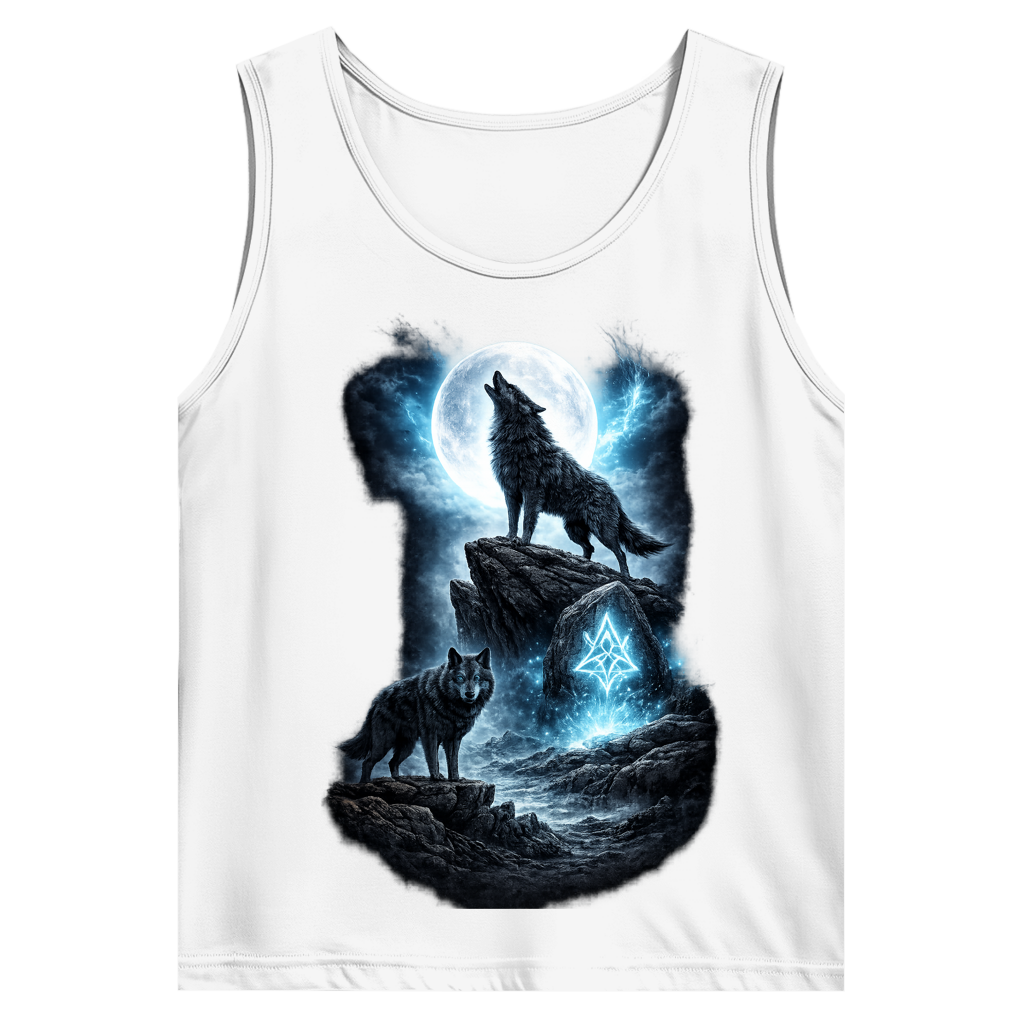 Herren Basic Tank Top Mondlicht und magische Wölfe