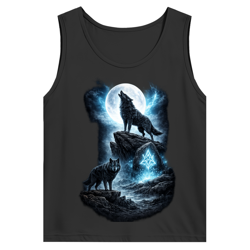 Herren Basic Tank Top Mondlicht und magische Wölfe