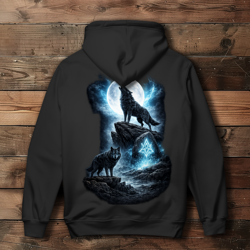 Damen Hoodie Mondlicht und magische Wölfe