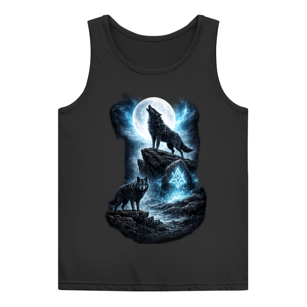 Damen Basic Tank Top Mondlicht und magische Wölfe