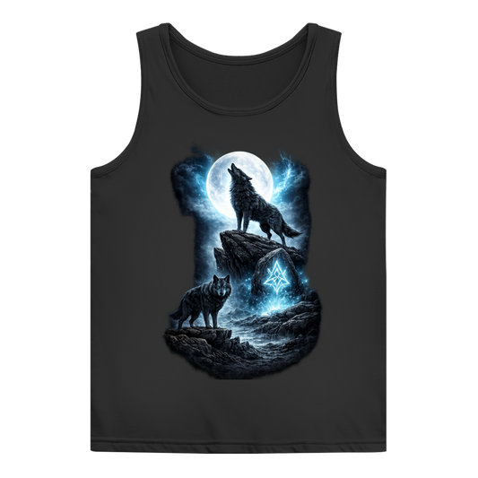 Damen Basic Tank Top Mondlicht und magische Wölfe