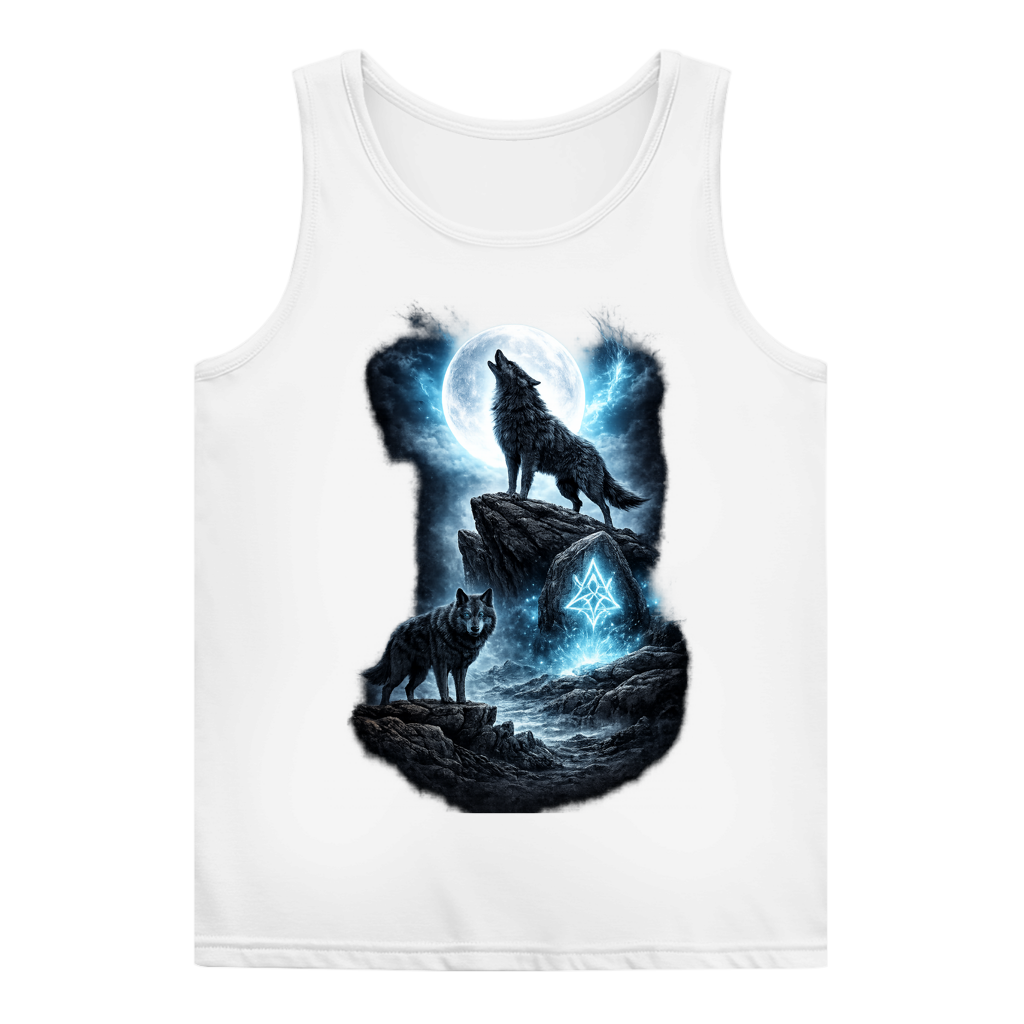 Damen Basic Tank Top Mondlicht und magische Wölfe