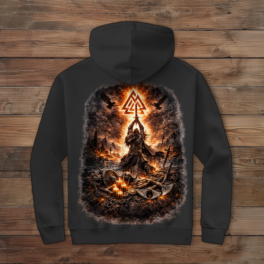 Herren Zipper Hoodie Krieger Schwert Kraft