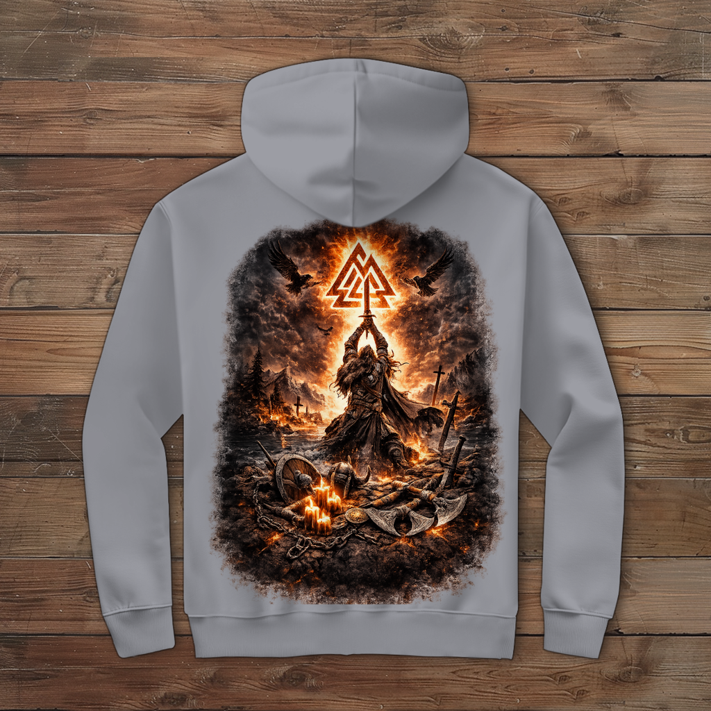 Herren Zipper Hoodie Krieger Schwert Kraft