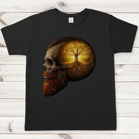Herren T-Shirt Leuchtender Baum im Schädelinneren gelb