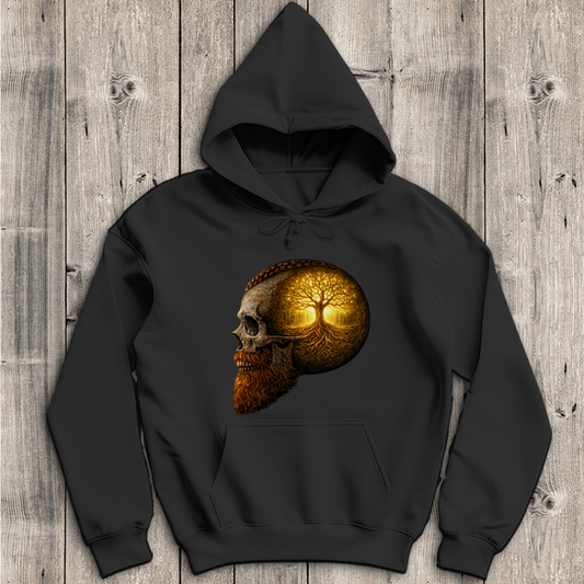 Herren Hoodie Leuchtender Baum im Schädelinneren gelb