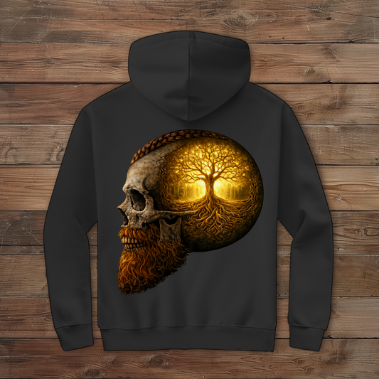 Herren Zipper Hoodie Leuchtender Baum im Schädelinneren gelb