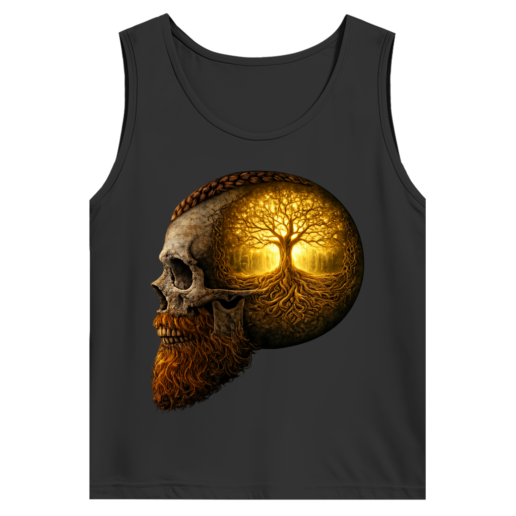 Herren Basic Tank Top Leuchtender Baum im Schädelinneren gelb
