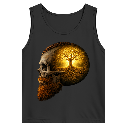 Herren Basic Tank Top Leuchtender Baum im Schädelinneren gelb