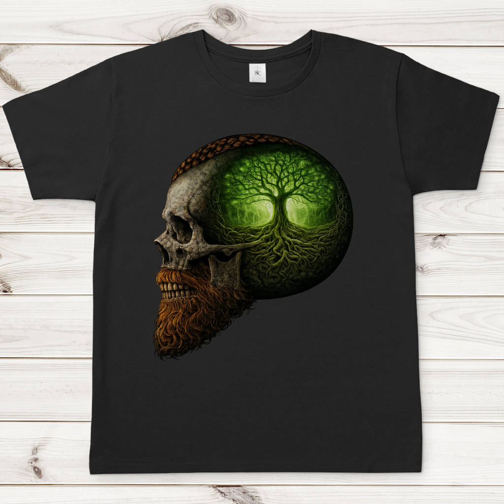 Herren T-Shirt Leuchtender Baum im Schädelinneren grün