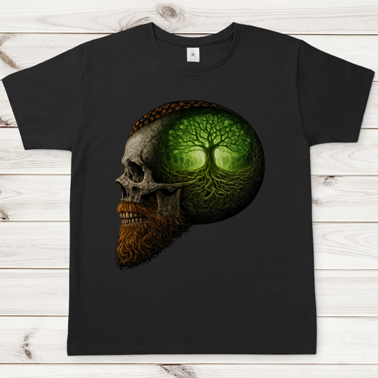 Herren T-Shirt Leuchtender Baum im Schädelinneren grün