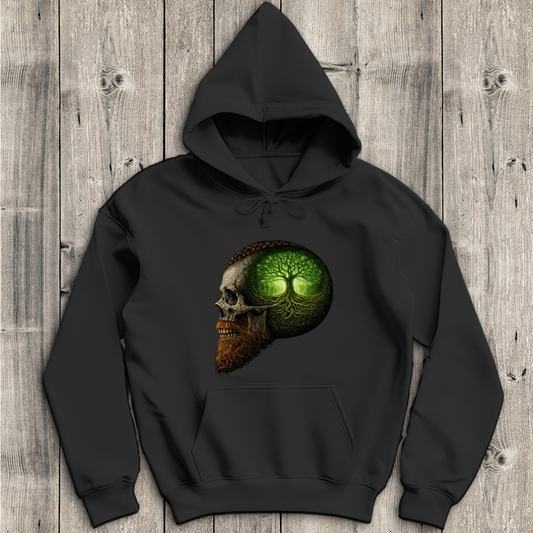 Herren Hoodie Leuchtender Baum im Schädelinneren grün