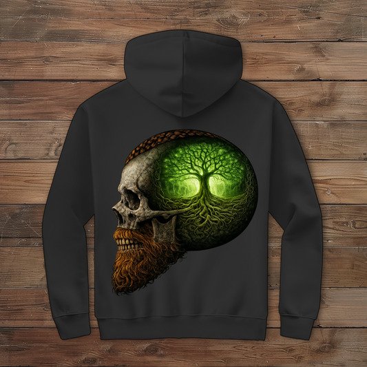 Herren Zipper Hoodie Leuchtender Baum im Schädelinneren grün