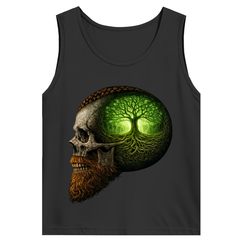 Herren Basic Tank Top Leuchtender Baum im Schädelinneren grün