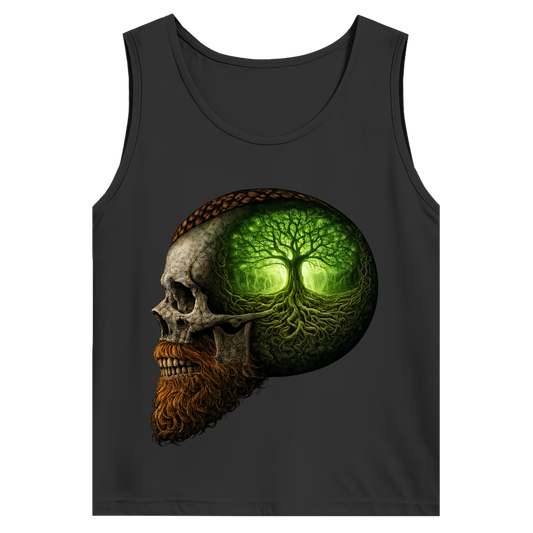 Herren Basic Tank Top Leuchtender Baum im Schädelinneren grün