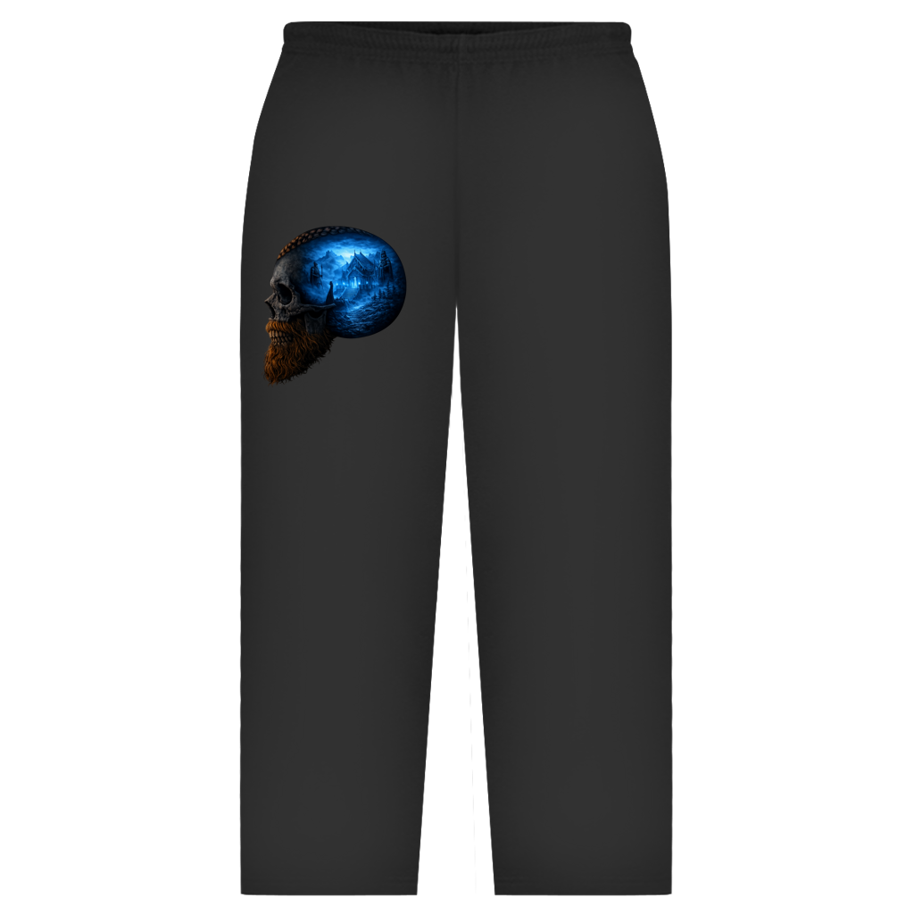 Oversize Sweatpants Norse-Landschaft im Schädelfreien Raum blau