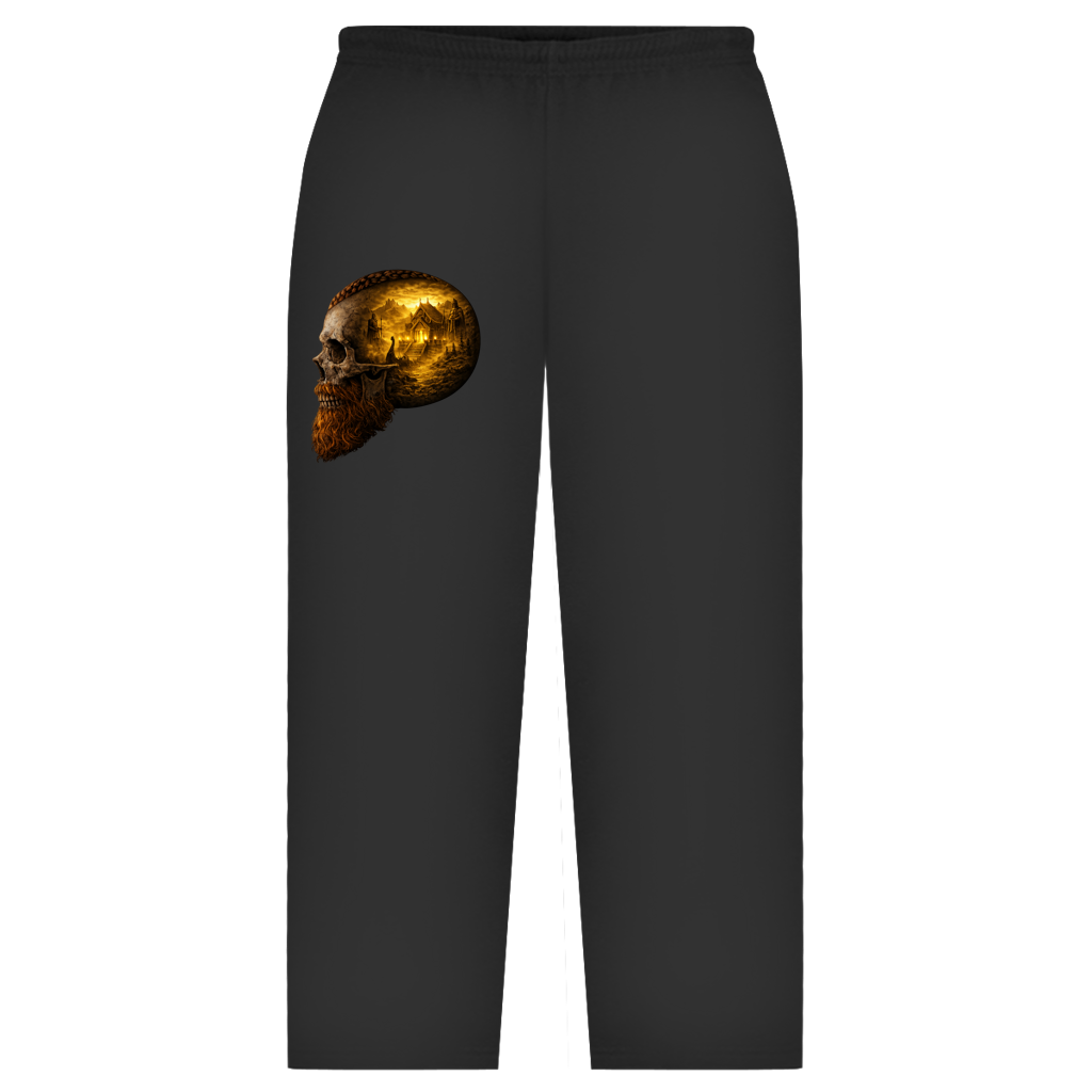 Oversize Sweatpants Norse-Landschaft im Schädelfreien Raum gelb