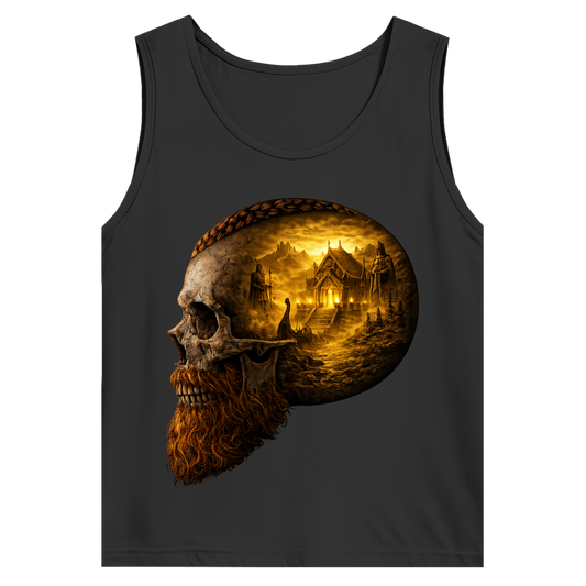 Herren Basic Tank Top Norse-Landschaft im Schädelfreien Raum gelb