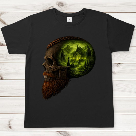 Herren T-Shirt Norse-Landschaft im Schädelfreien Raum grün