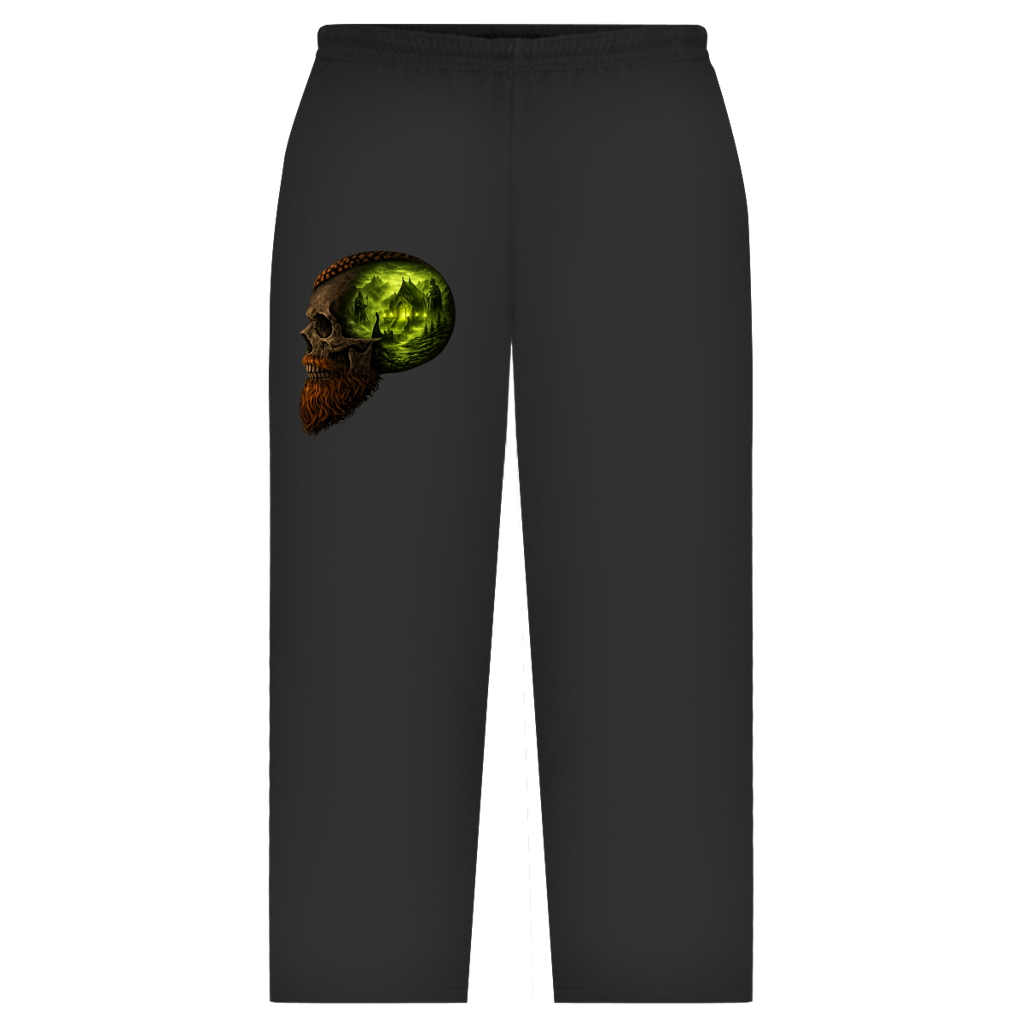 Oversize Sweatpants Norse-Landschaft im Schädelfreien Raum grün