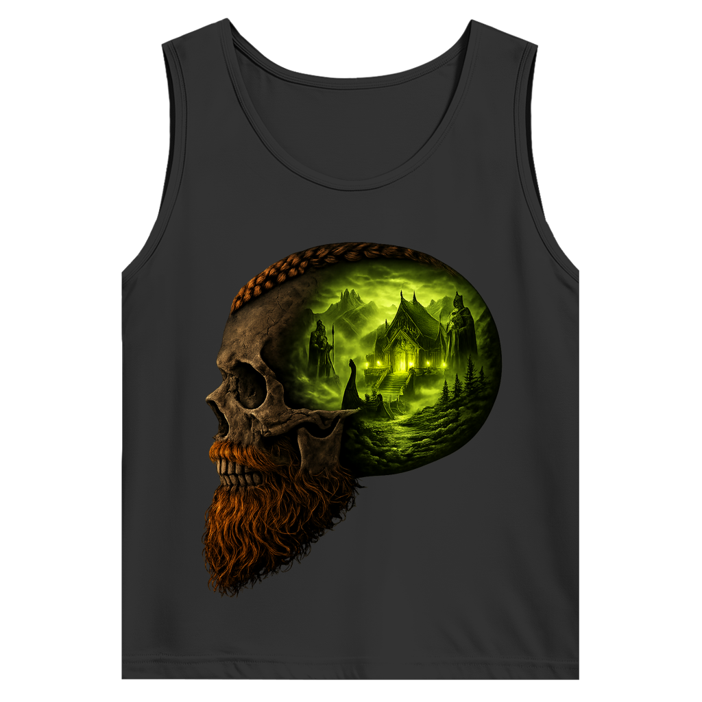 Herren Basic Tank Top Norse-Landschaft im Schädelfreien Raum grün