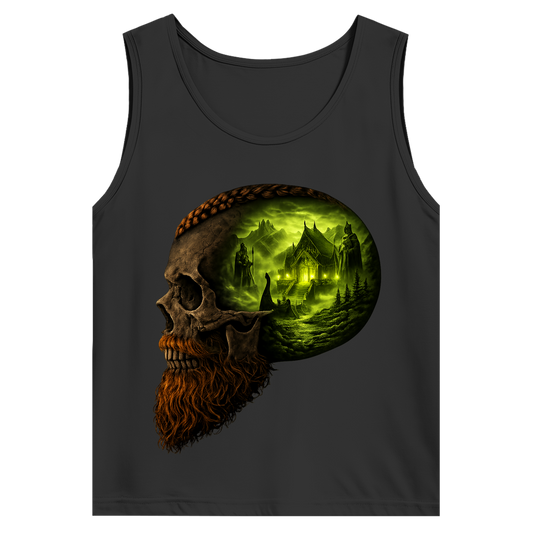 Herren Basic Tank Top Norse-Landschaft im Schädelfreien Raum grün