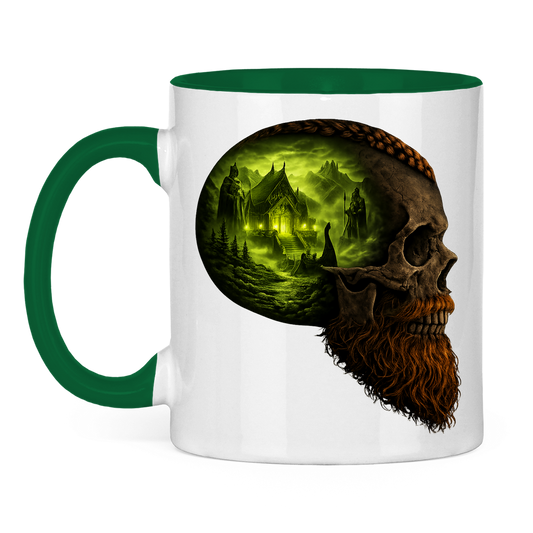 Tasse zweifarbig Norse-Landschaft im Schädelfreien Raum grün
