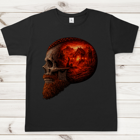 Herren T-Shirt Norse-Landschaft im Schädelfreien Raum rot