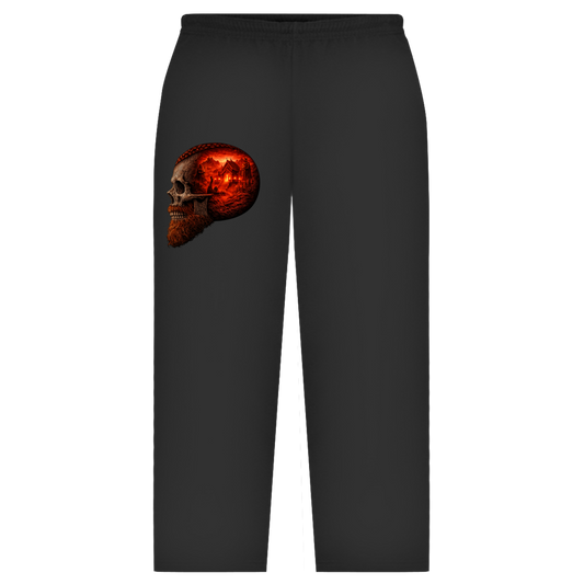 Oversize Sweatpants Norse-Landschaft im Schädelfreien Raum rot