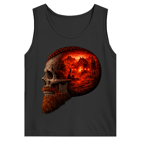 Herren Basic Tank Top Norse-Landschaft im Schädelfreien Raum rot