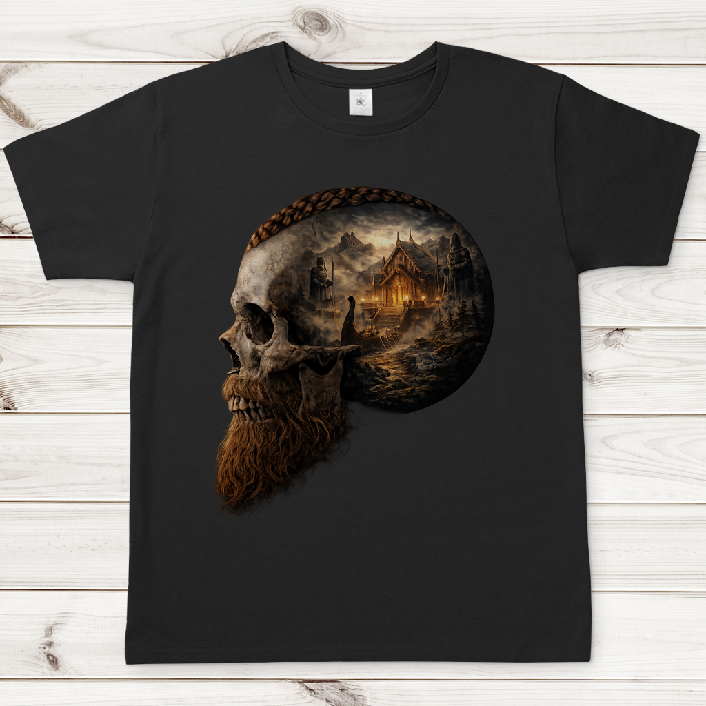 Herren T-Shirt Norse-Landschaft im Schädelfreien Raum