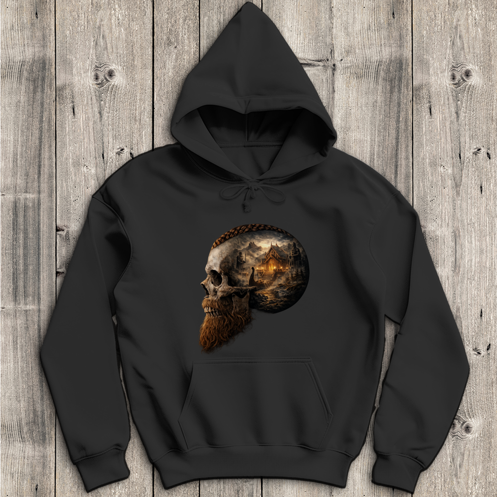 Herren Hoodie Norse-Landschaft im Schädelfreien Raum