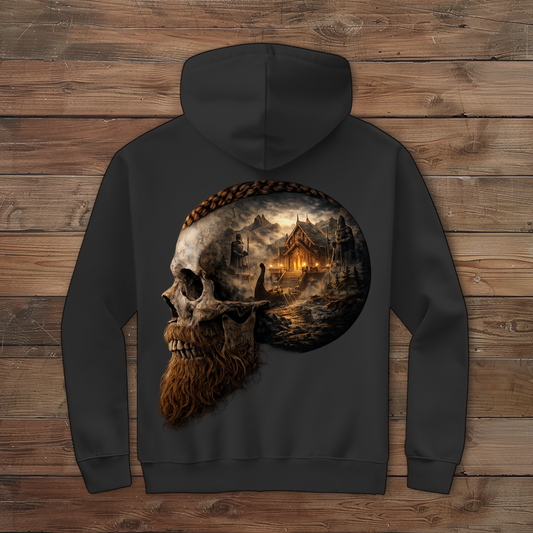 Herren Zipper Hoodie Norse-Landschaft im Schädelfreien Raum