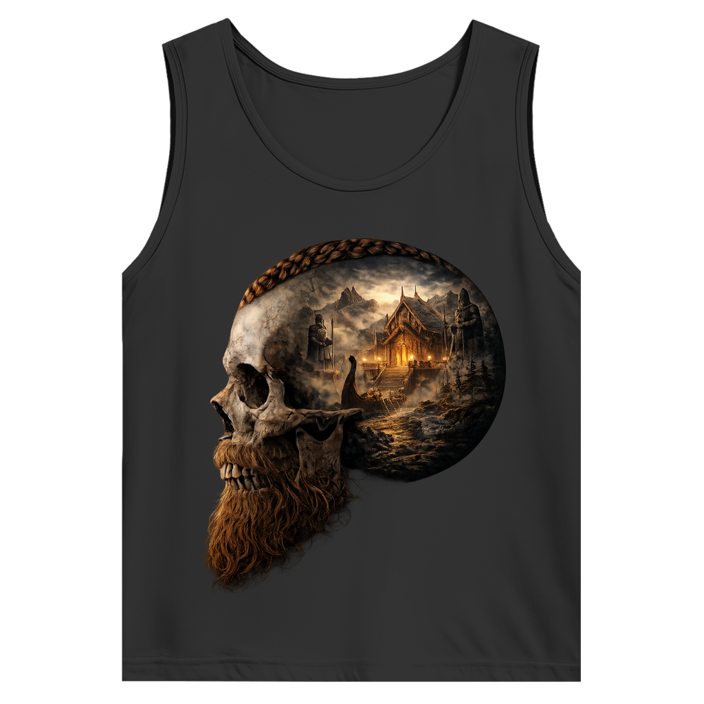 Herren Basic Tank Top Norse-Landschaft im Schädelfreien Raum