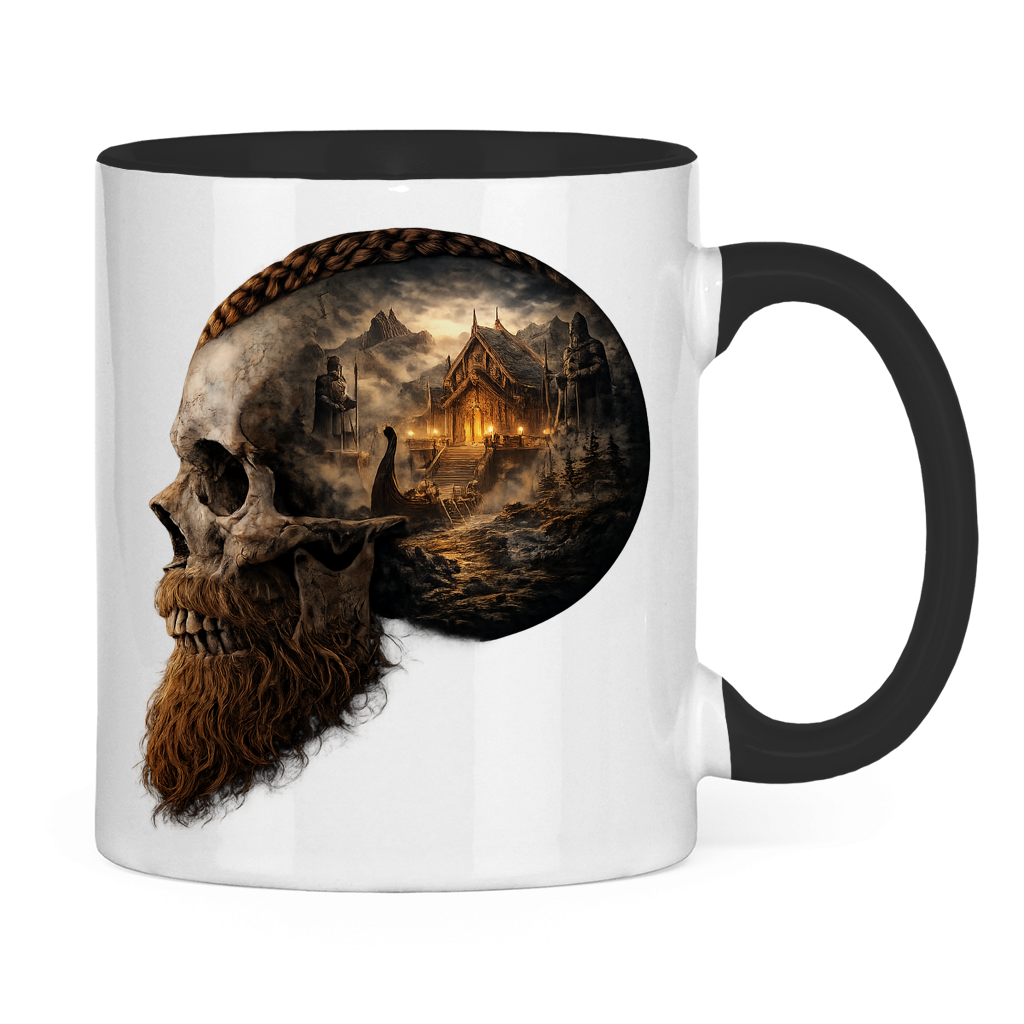 Tasse zweifarbig Norse-Landschaft im Schädelfreien Raum