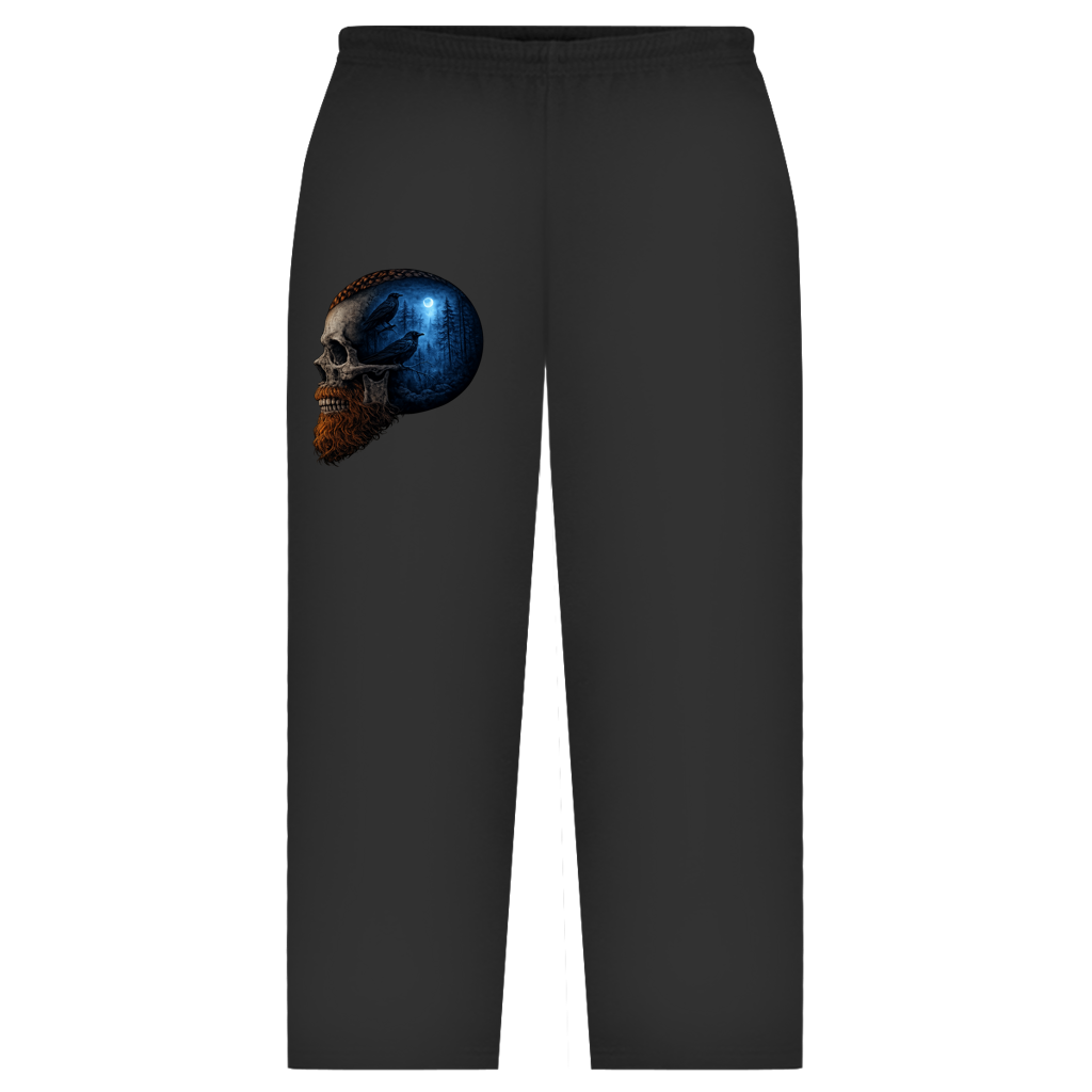 Oversize Sweatpants Schädel im Nebelwald blau