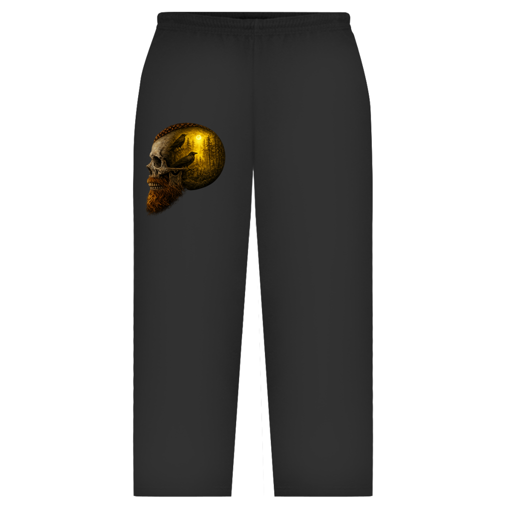 Oversize Sweatpants Schädel im Nebelwald gelb
