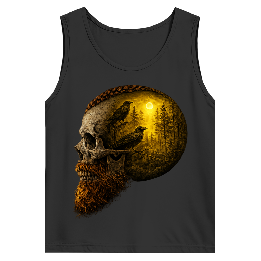 Herren Basic Tank Top Schädel im Nebelwald gelb