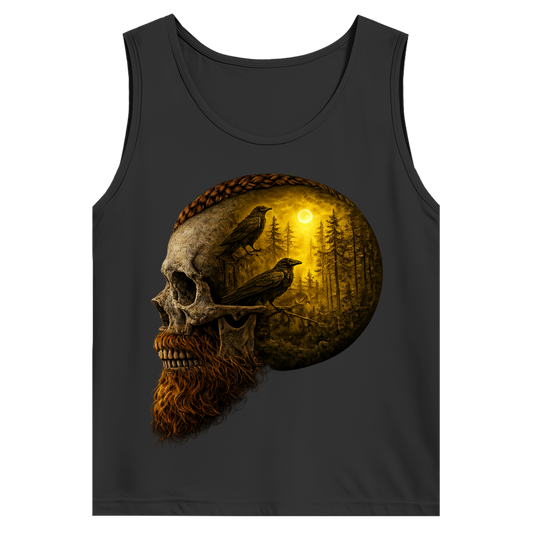 Herren Basic Tank Top Schädel im Nebelwald gelb