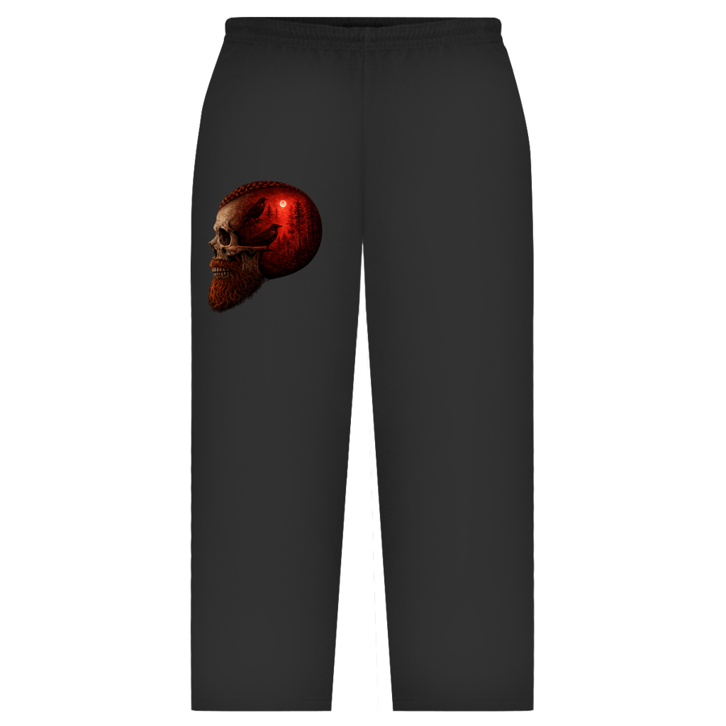 Oversize Sweatpants Schädel im Nebelwald rot
