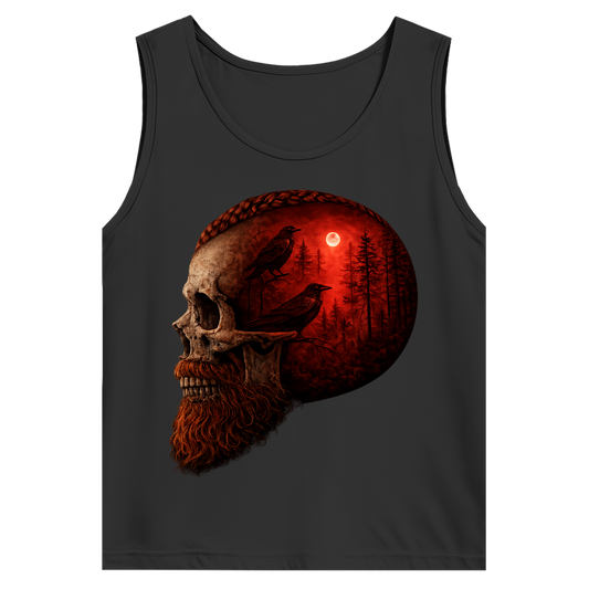 Herren Basic Tank Top Schädel im Nebelwald rot