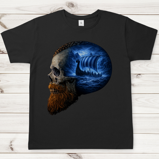 Herren T-Shirt Vikinger im Schädelmeer blau