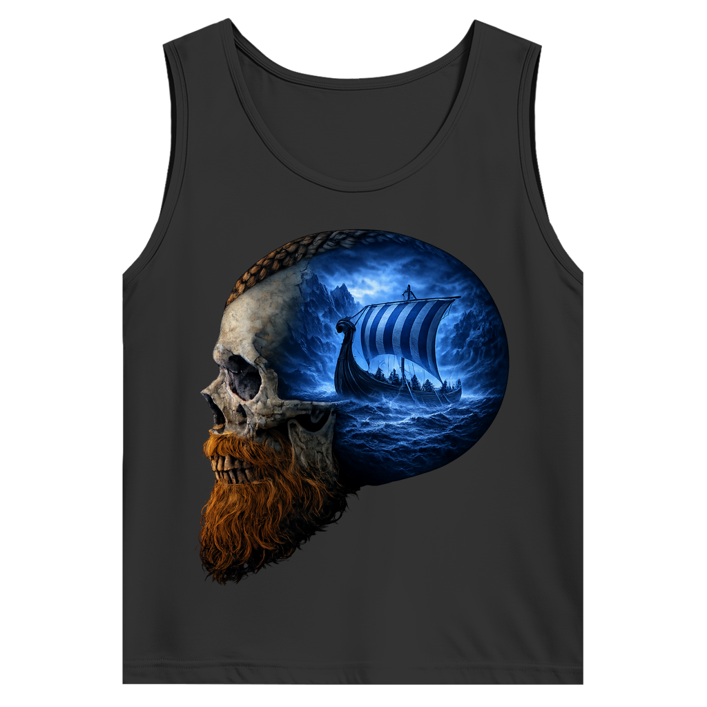 Herren Basic Tank Top Vikinger im Schädelmeer blau