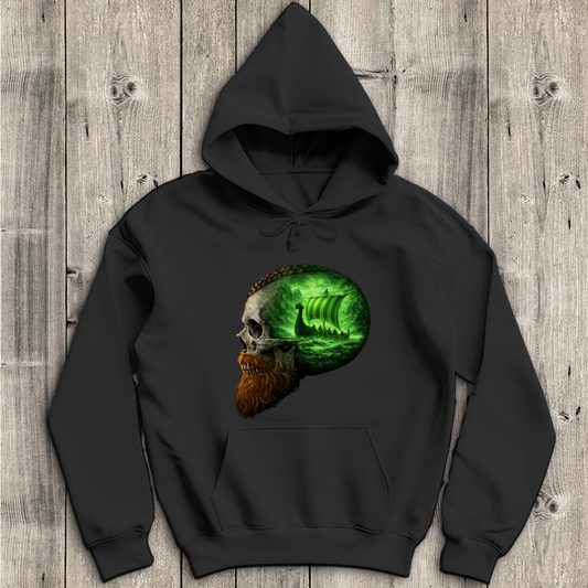 Herren Hoodie Vikinger im Schädelmeer grün