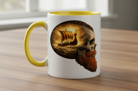 Tasse zweifarbig Vikinger im Schädelmeer