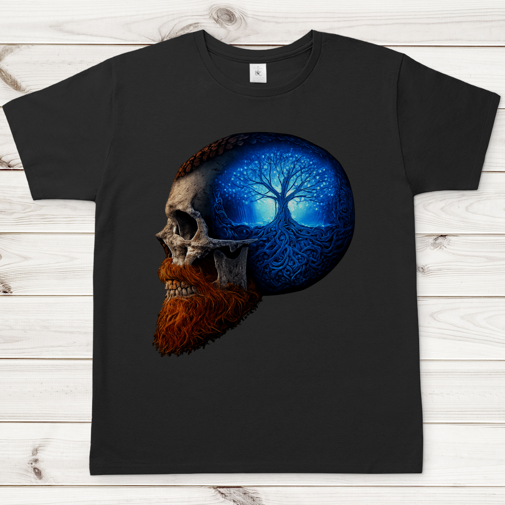 Herren T-Shirt Leuchtender Baum im Schädelinneren blau