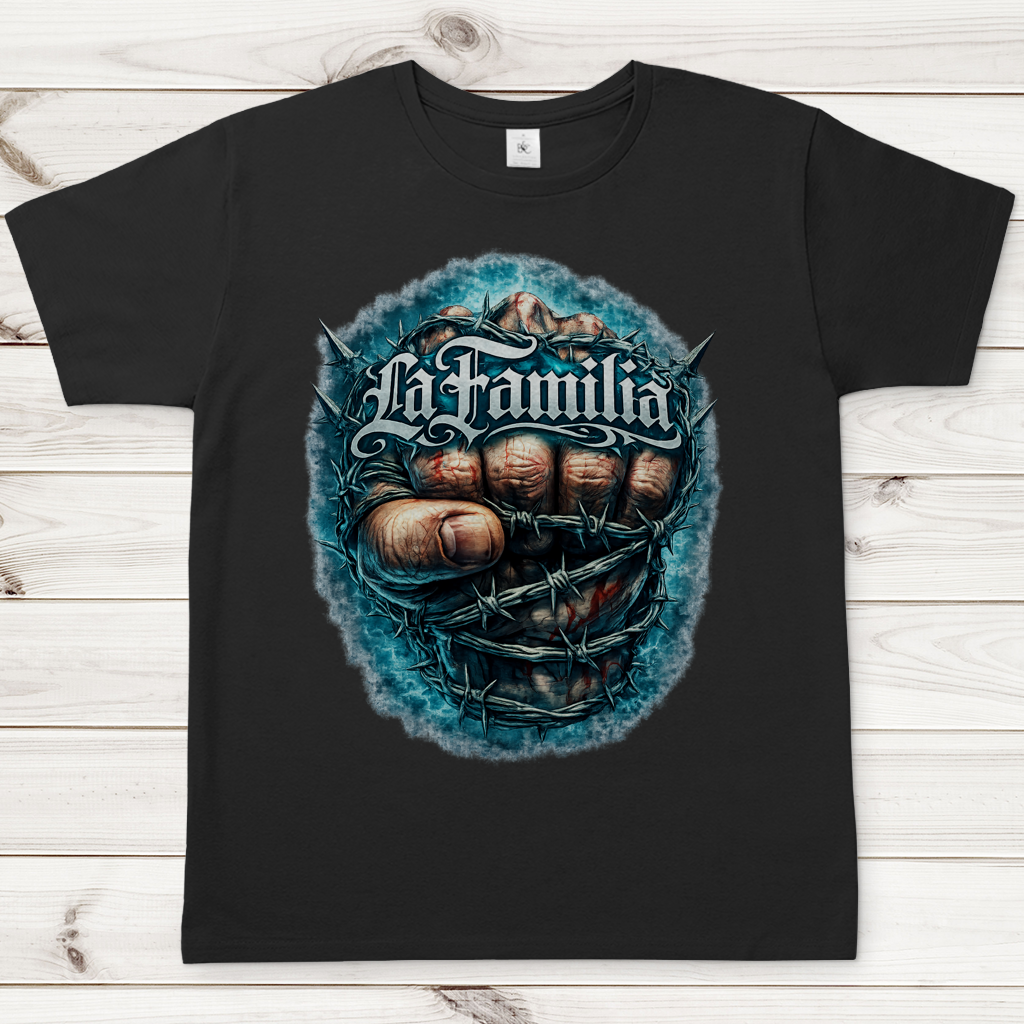 Herren T-Shirt Blutige Faust und barbed Wire
