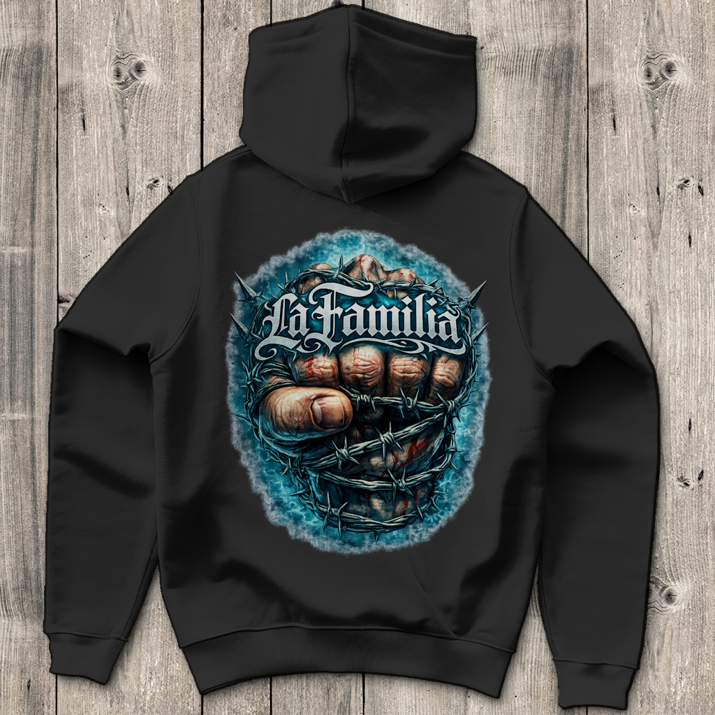 Herren Hoodie Blutige Faust und barbed Wire