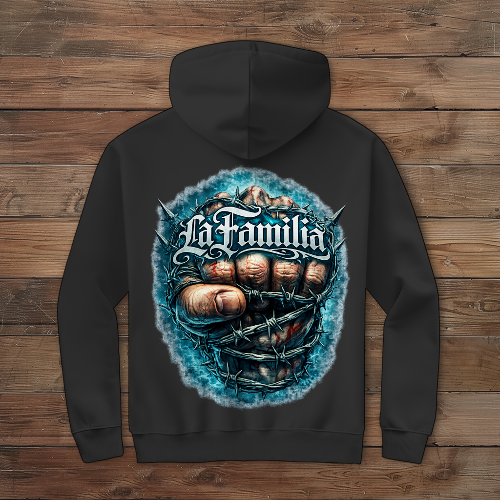 Herren Zipper Hoodie Blutige Faust und barbed Wire