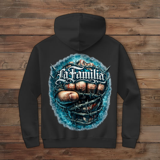 Herren Zipper Hoodie Blutige Faust und barbed Wire
